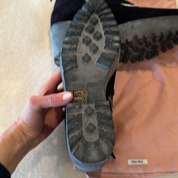 Miu Miu black and cream suede and pony hair lace up ankle boots size 36 - Picture 7 of 7